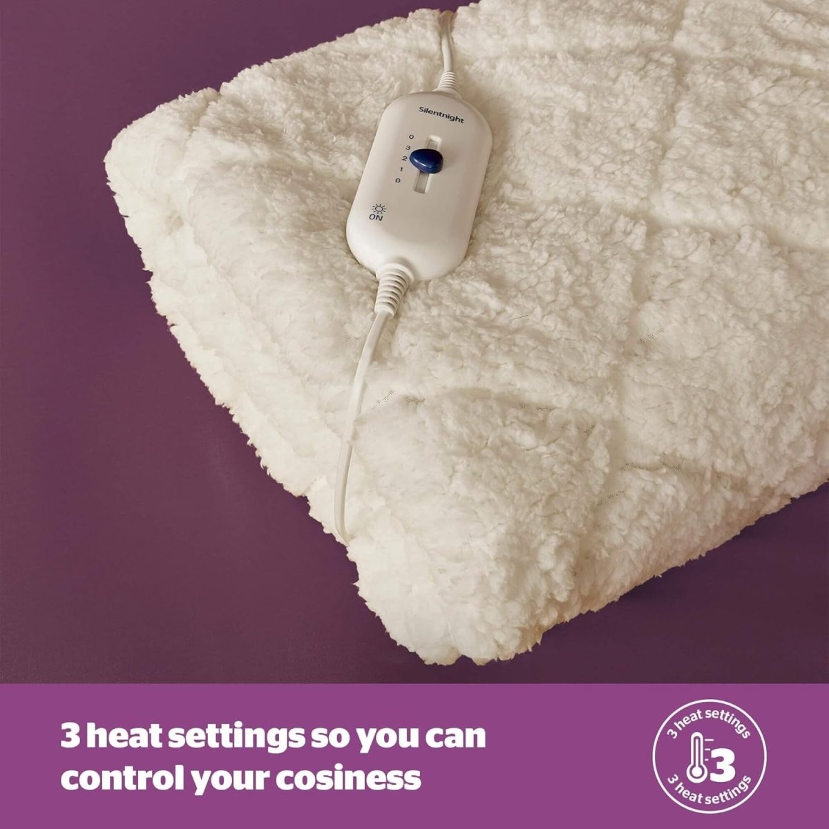 Electric Heated Underblanket King Teddy Fleece 3 Heat Levels Washable Safe - Kwikley