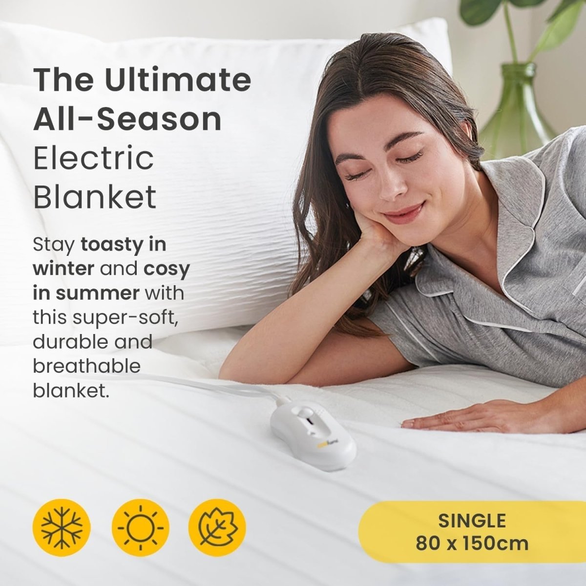 Electric Heated Underblanket Single Soft Fleece 3 Heat Settings Washable - Kwikley