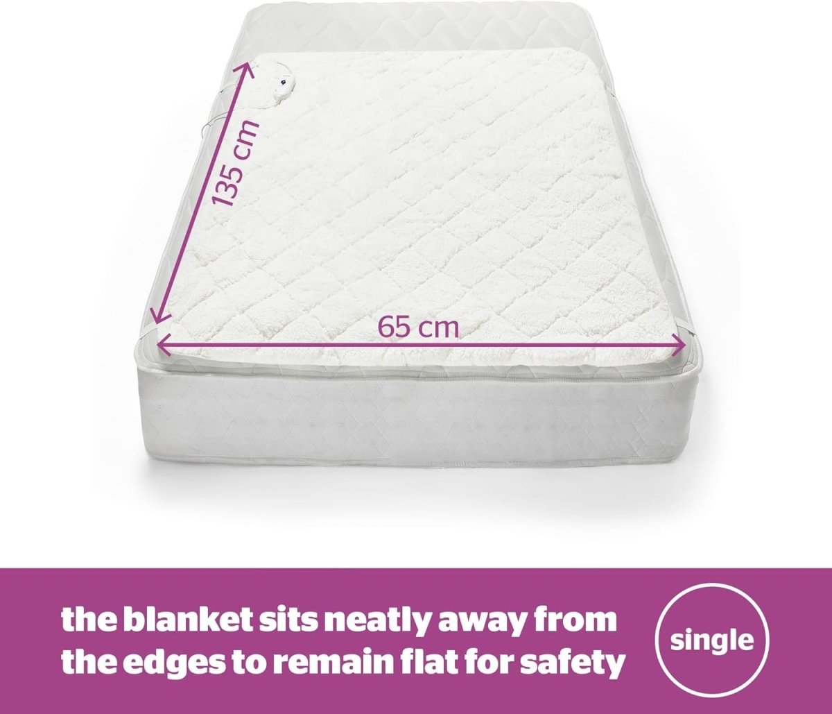Electric Heated Underblanket Single Teddy Fleece 3 Heat Levels Washable Safe - Kwikley