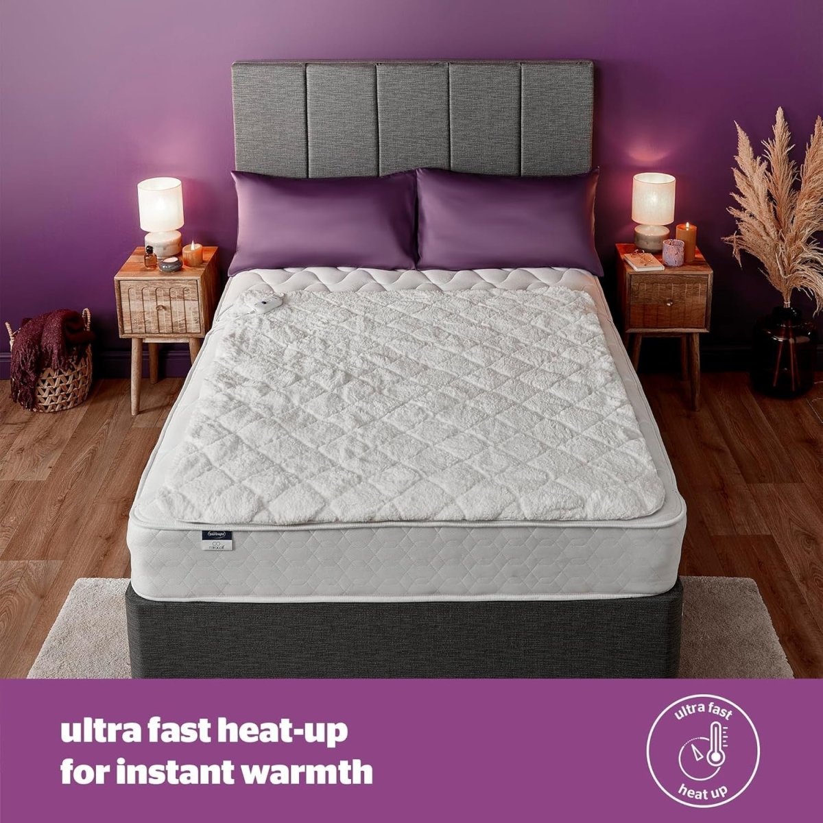 Electric Heated Underblanket Single Teddy Fleece 3 Heat Levels Washable Safe - Kwikley