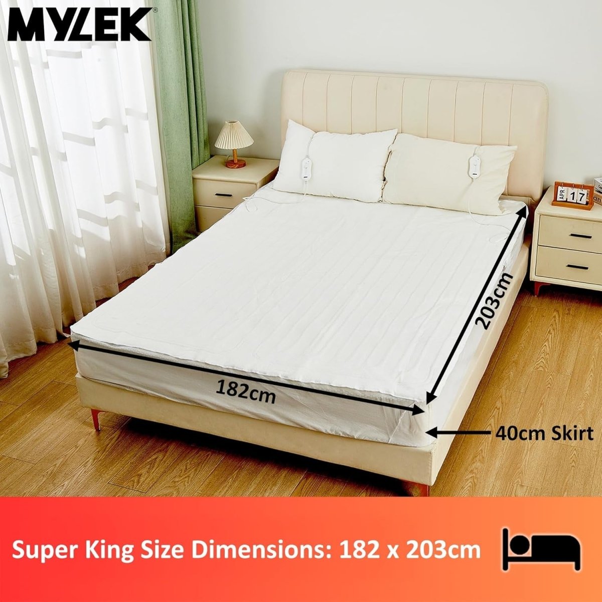 Electric Heated Underblanket Super King Fitted Dual Control Washable Fast Heat - Kwikley
