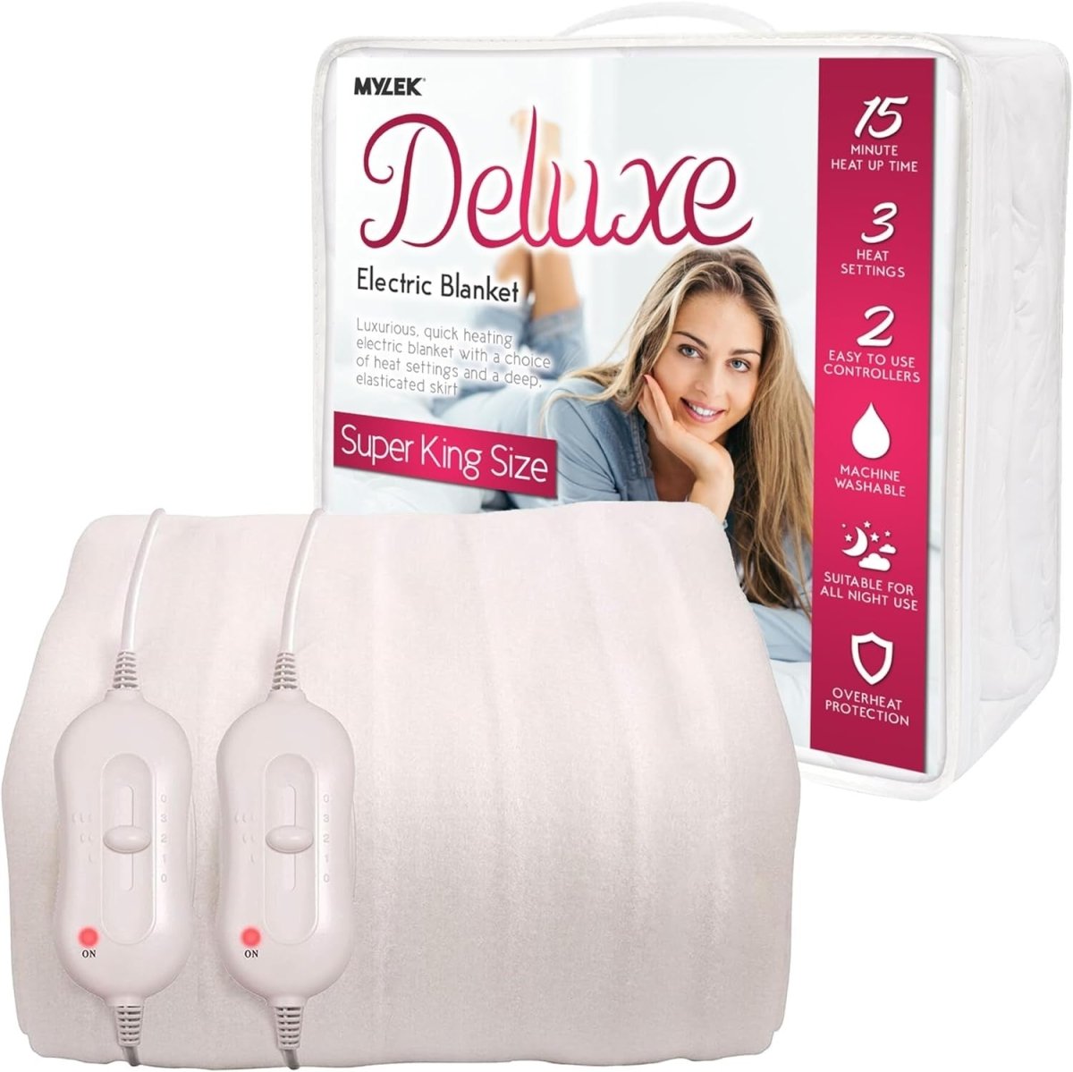 Electric Heated Underblanket Super King Fitted Dual Control Washable Fast Heat - Kwikley