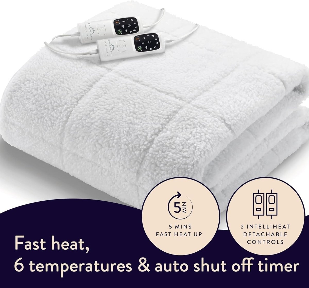 Electric Heated Underblanket Super King Sherpa Dual Control Fast Heat Timer - Kwikley