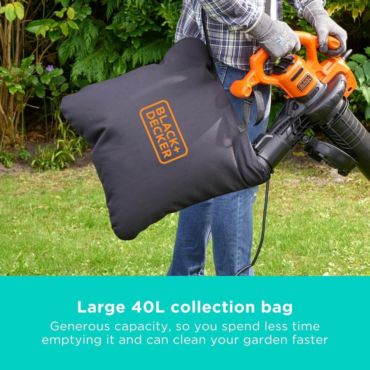 Electric Leaf Blower Vacuum Mulcher 2600W 3 - in - 1 with 40L Collection Bag - Kwikley