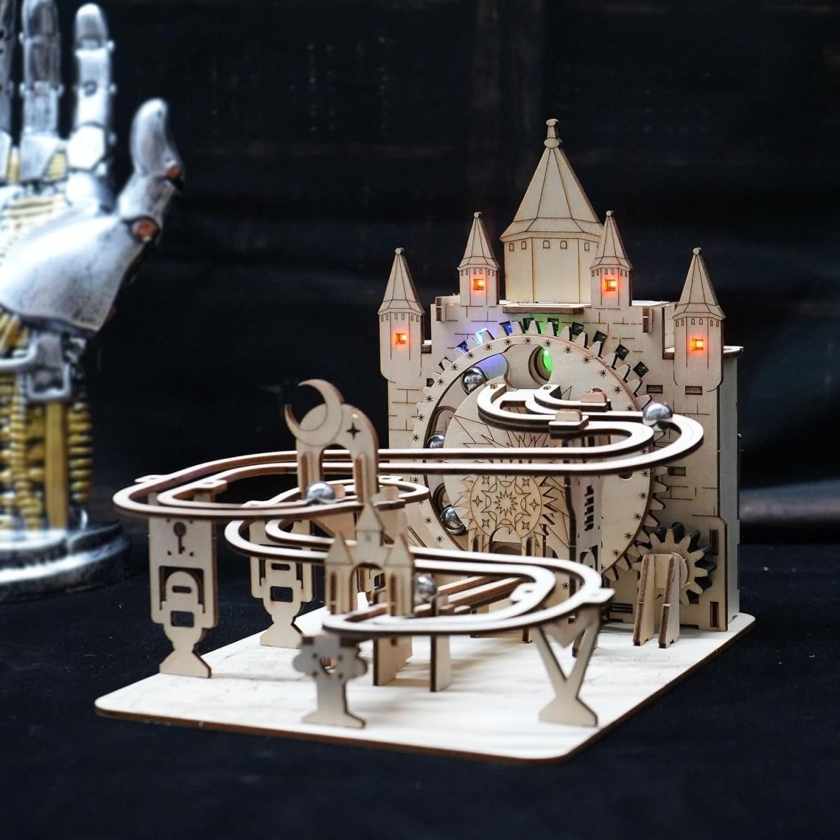 Electric Marble Run 3D Wooden Puzzle LED Castle Model DIY Kit - Kwikley