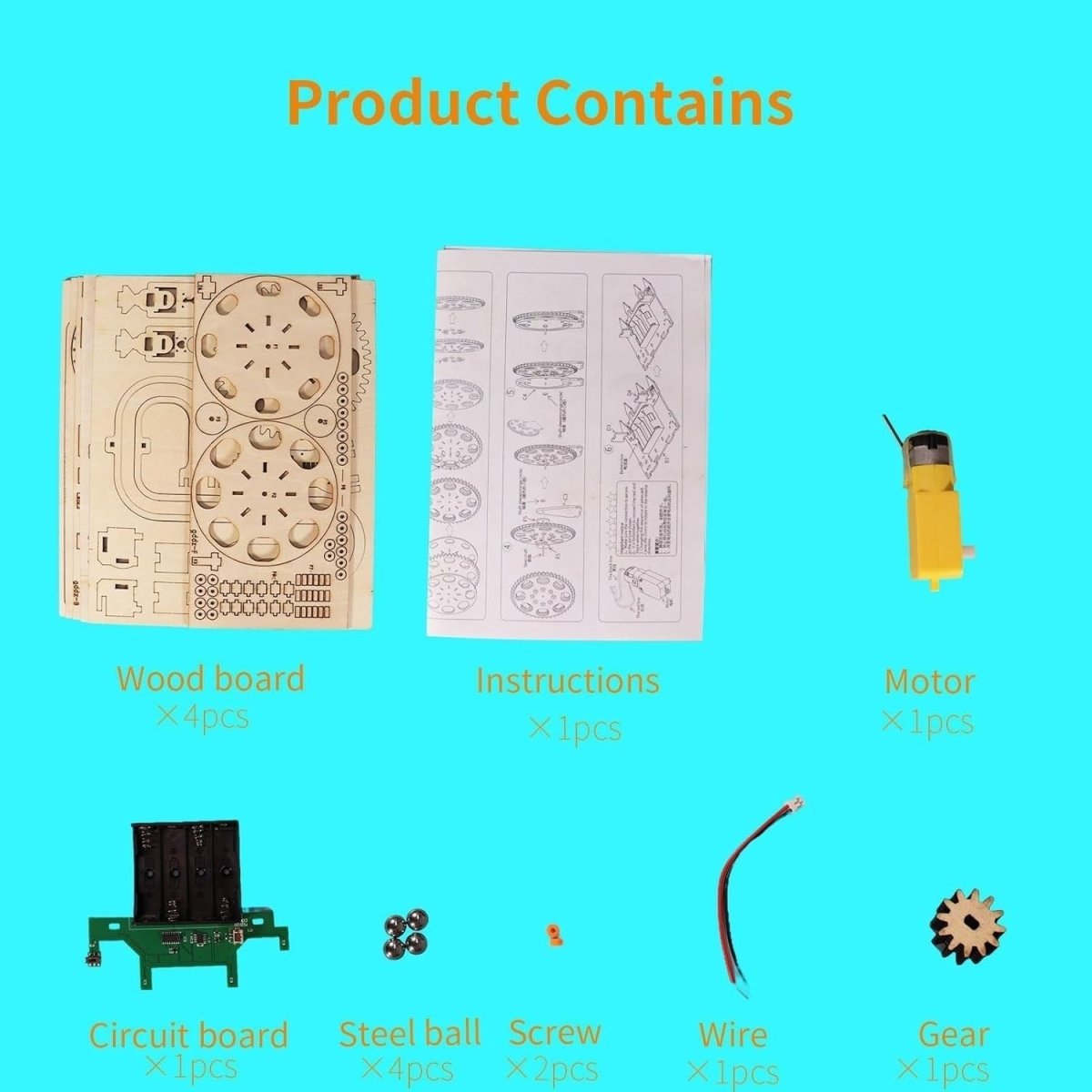 Electric Marble Run 3D Wooden Puzzle LED Castle Model DIY Kit - Kwikley