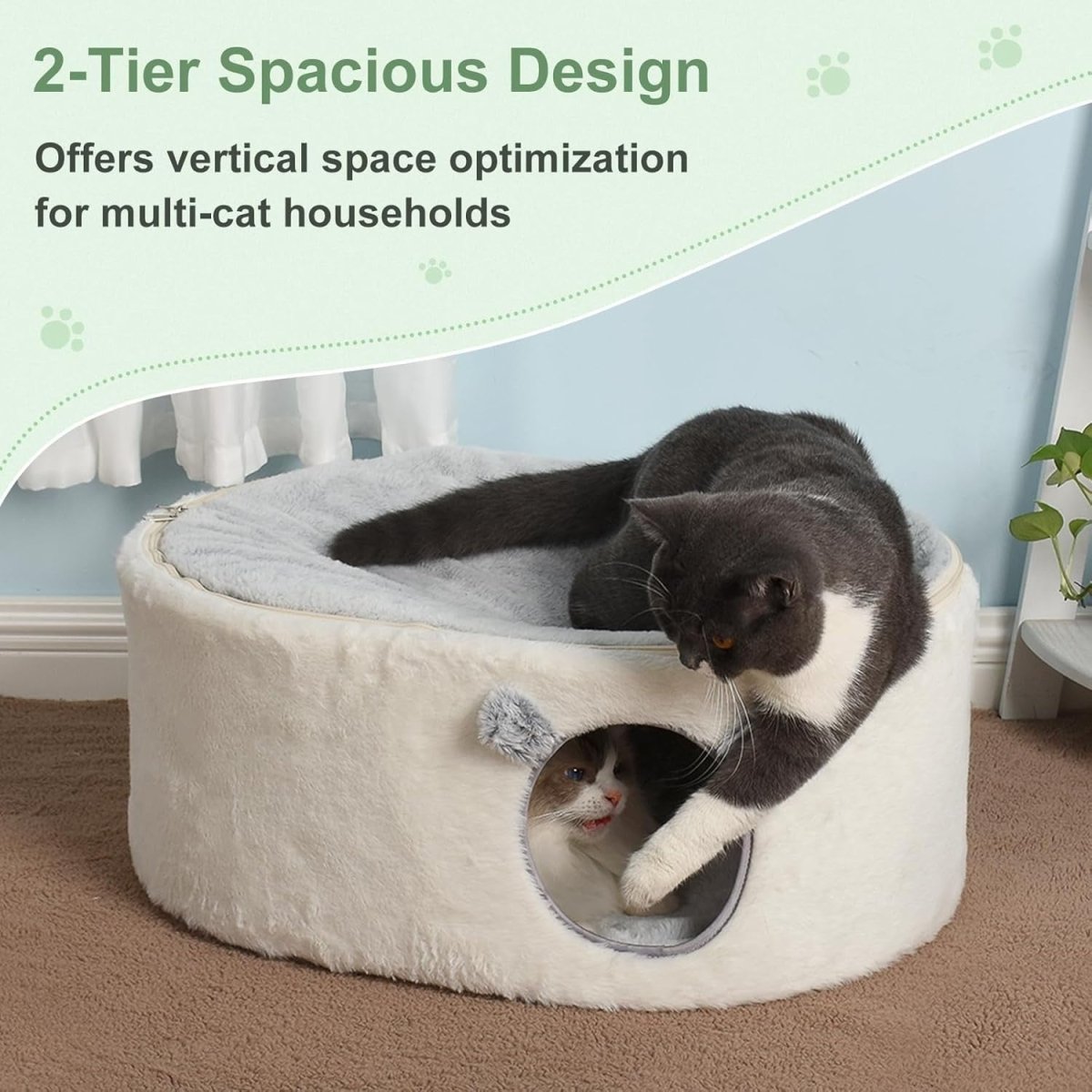 Elevated Cat Bed Enclosed Kitty House Raised Hammock Washable Cover - Kwikley