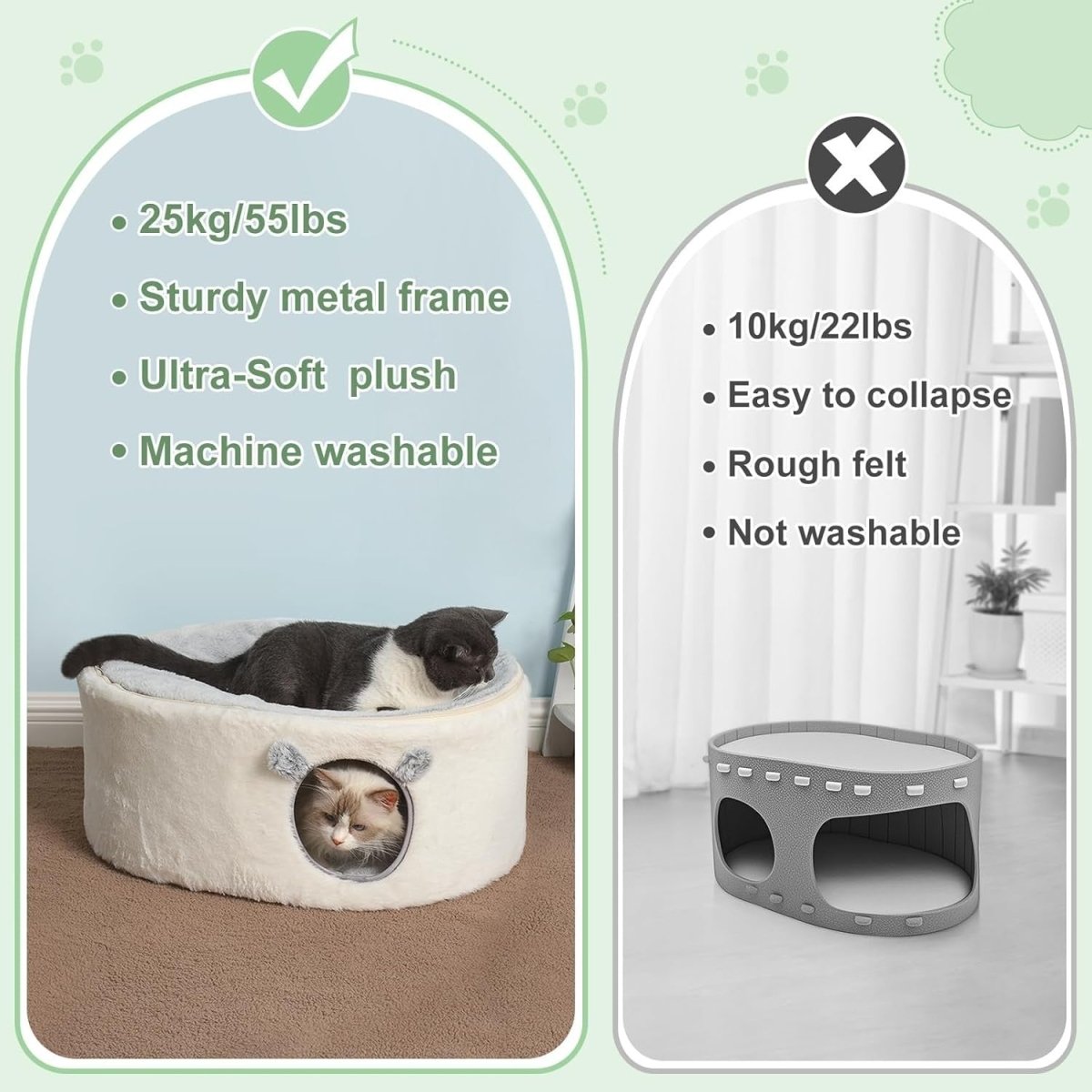 Elevated Cat Bed Enclosed Kitty House Raised Hammock Washable Cover - Kwikley
