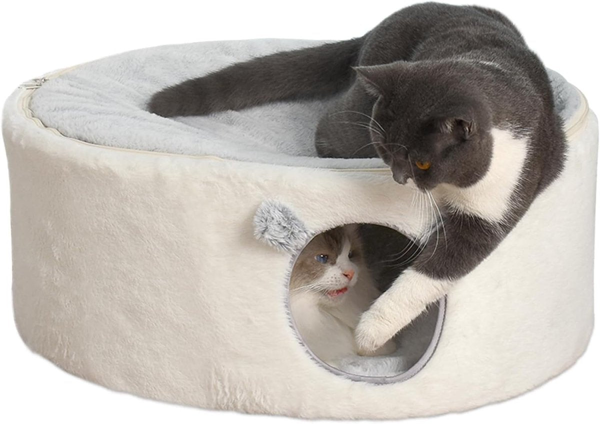 Elevated Cat Bed Enclosed Kitty House Raised Hammock Washable Cover - Kwikley