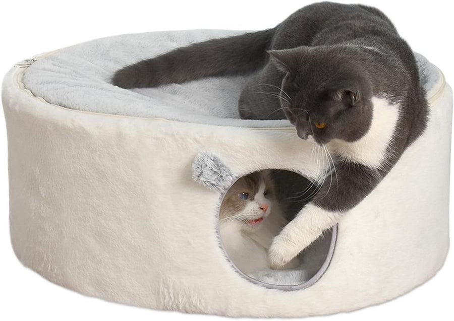 Elevated Cat Bed Enclosed Kitty House Raised Hammock Washable Cover - Kwikley