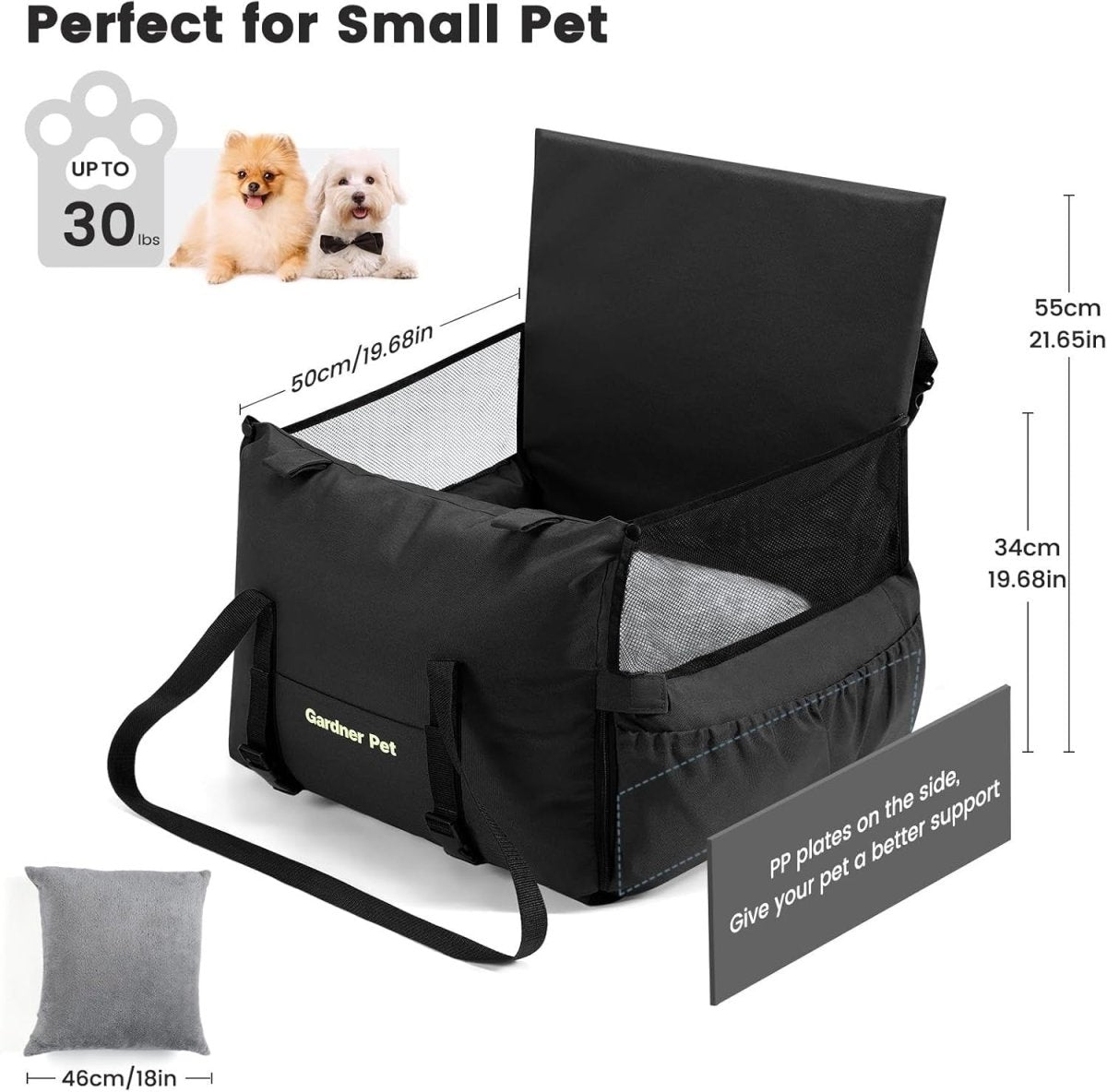 Elevated Dog Booster Car Seat 3 in 1 Travel Bed Washable 14kg - Kwikley