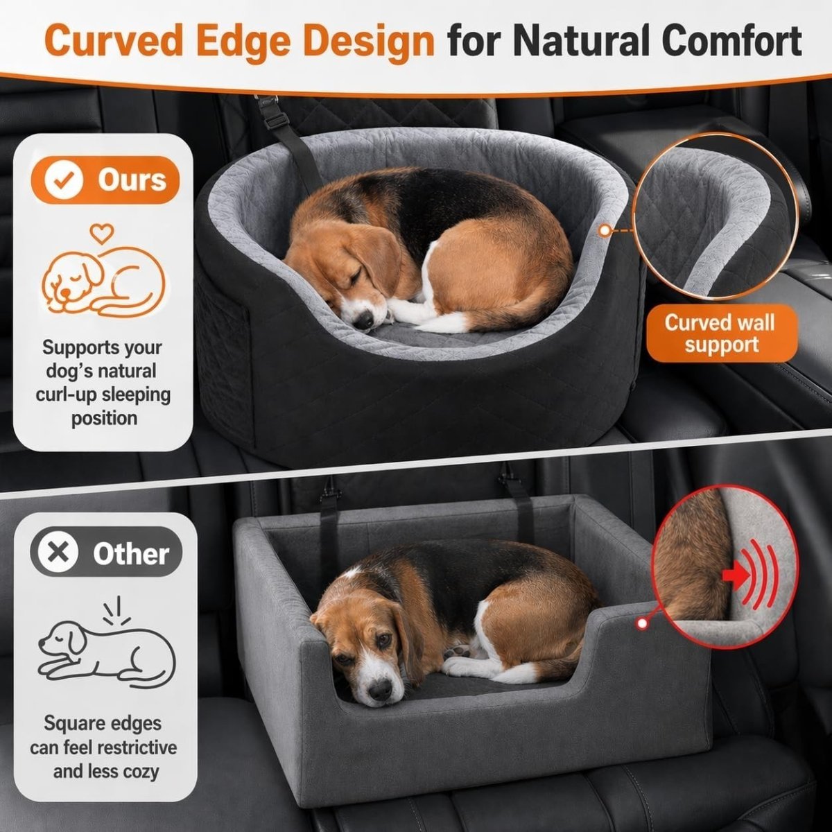 Elevated Dog Car Seat Memory Foam Booster Bed Safety Belt Pet Travel - Kwikley