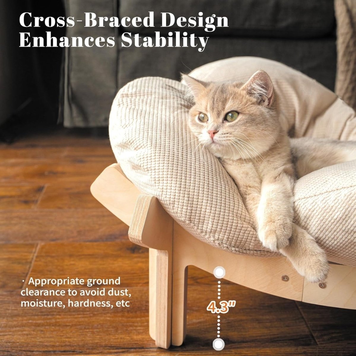 Elevated Flower Cat Bed 55cm Stylish Cat Sofa Chair Soft Cushion - Kwikley