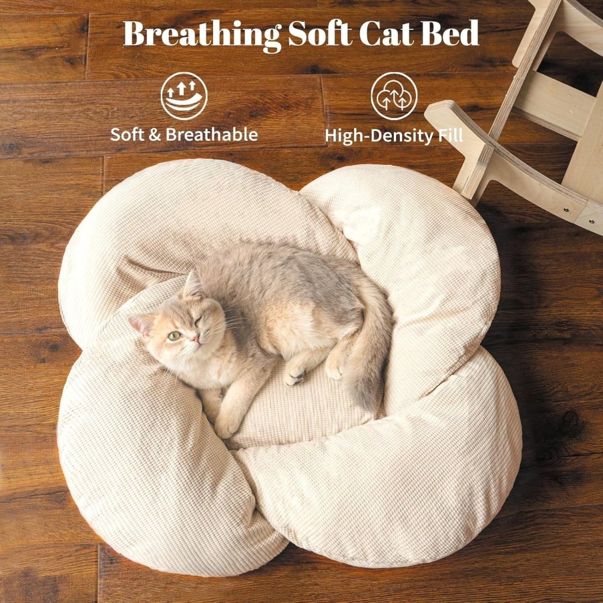 Elevated Flower Cat Bed 55cm Stylish Cat Sofa Chair Soft Cushion - Kwikley