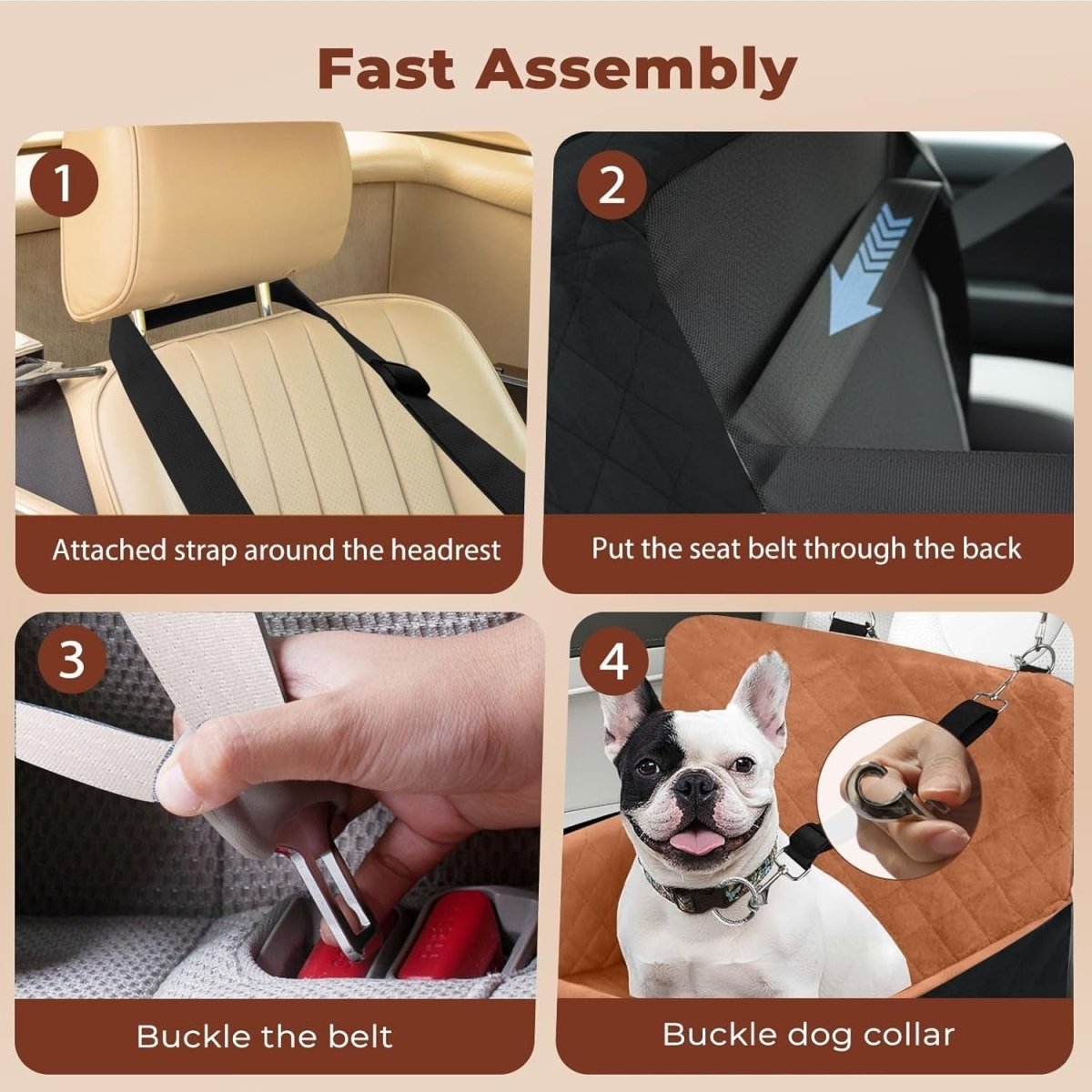 Elevated Puppy Car Seat Booster Bed Washable Travel Carrier Up to 16KG - Kwikley
