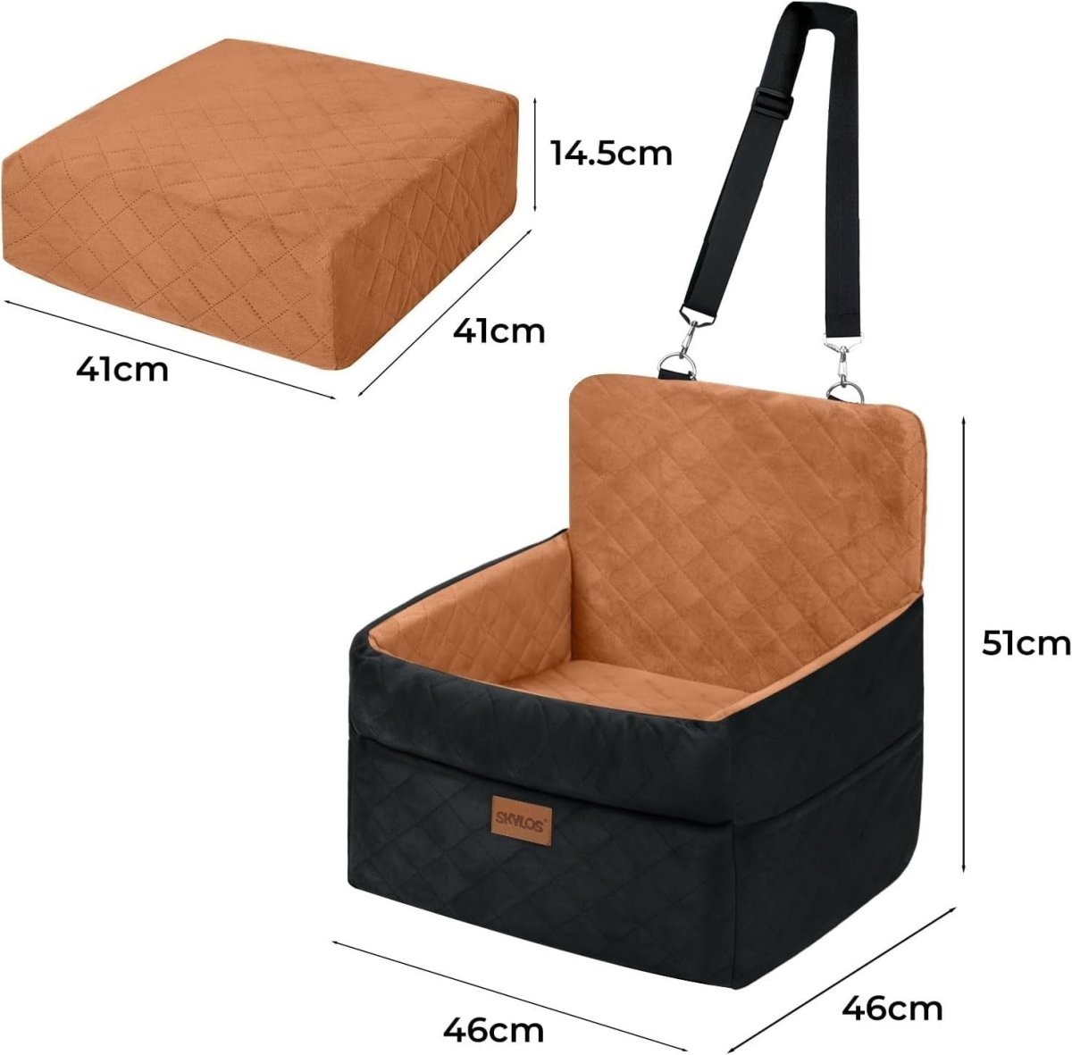 Elevated Puppy Car Seat Booster Bed Washable Travel Carrier Up to 16KG - Kwikley