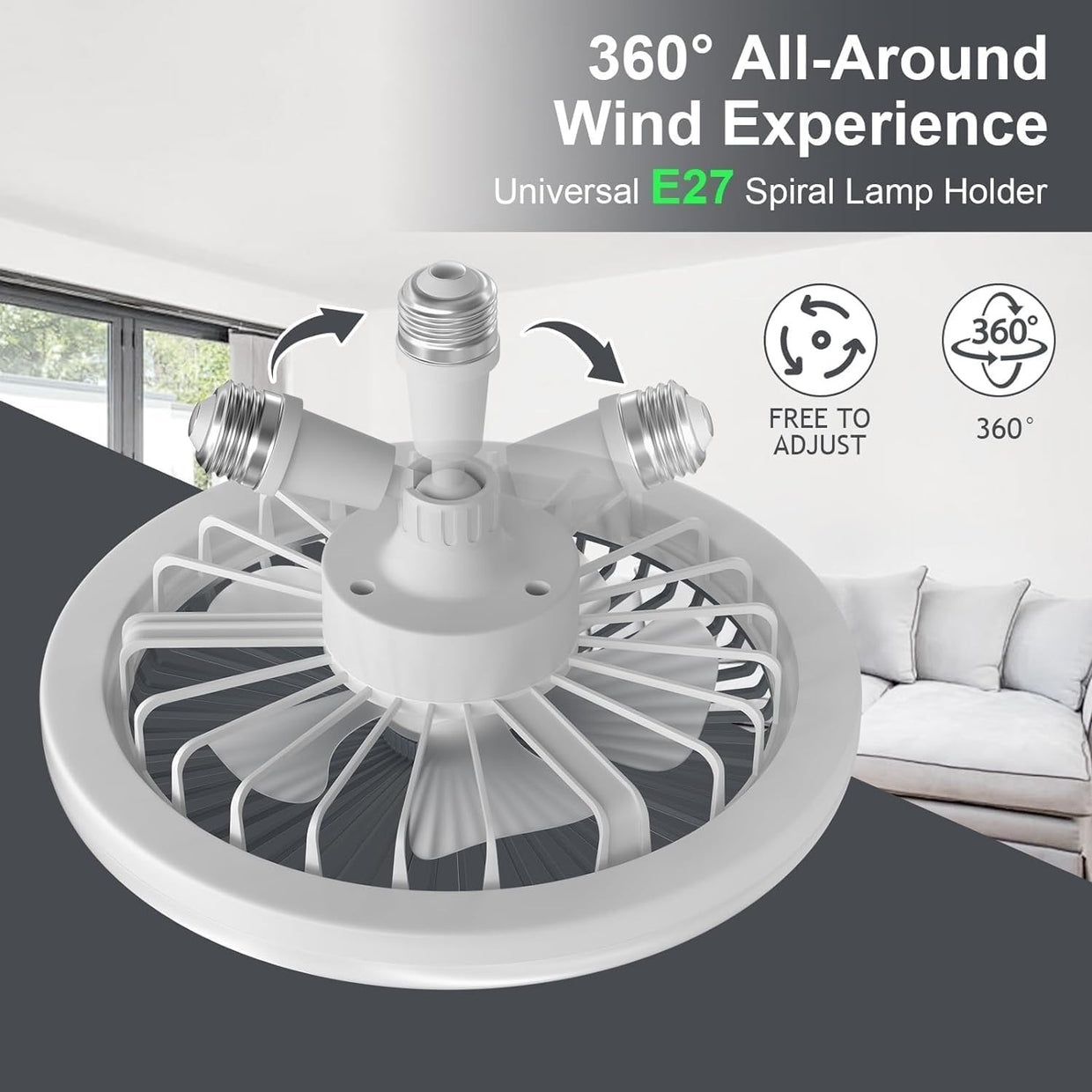 ELSMAOL LED Ceiling Fan with Lights, 30W, 3 Speeds, Dimmable, Remote - Kwikley