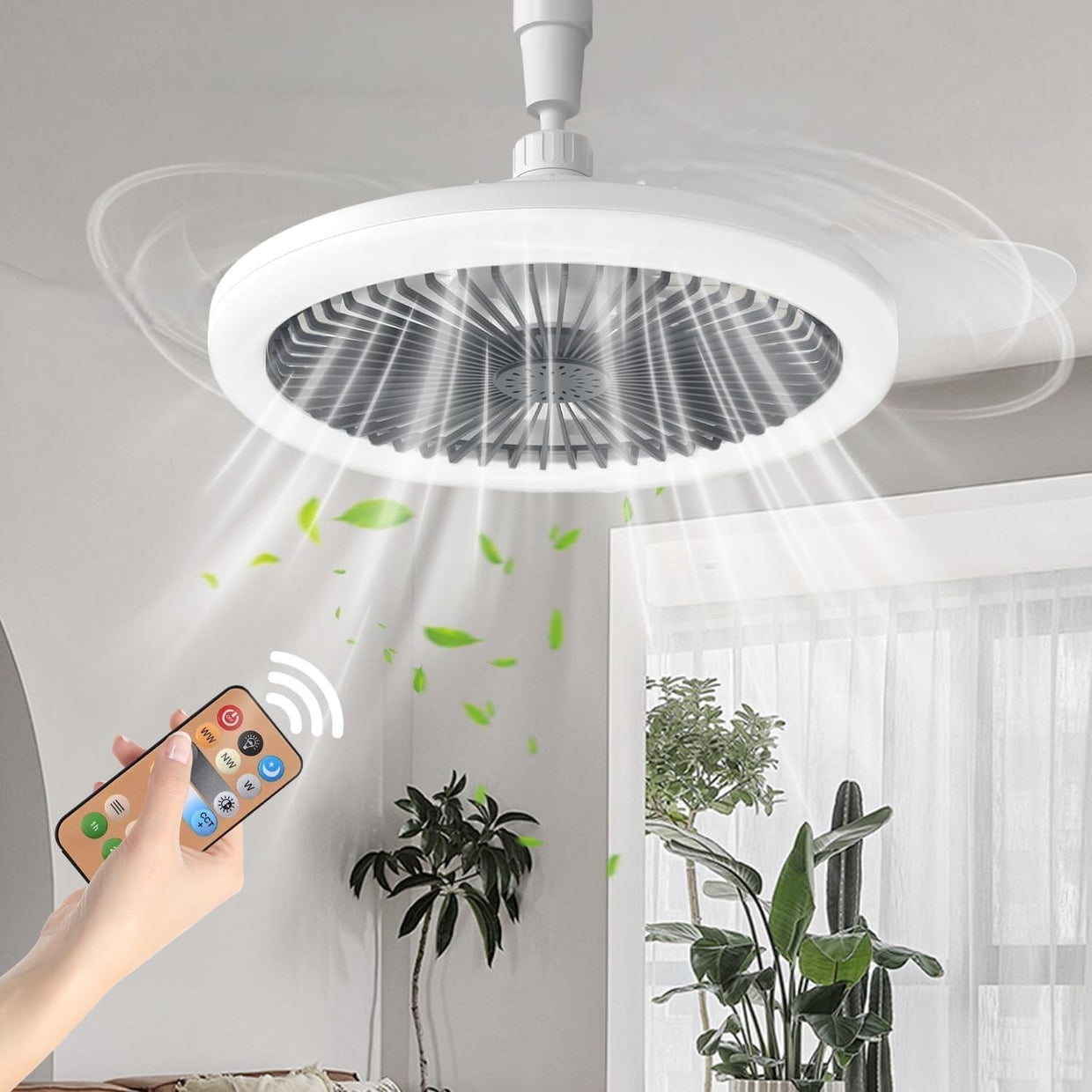 ELSMAOL LED Ceiling Fan with Lights, 30W, 3 Speeds, Dimmable, Remote - Kwikley