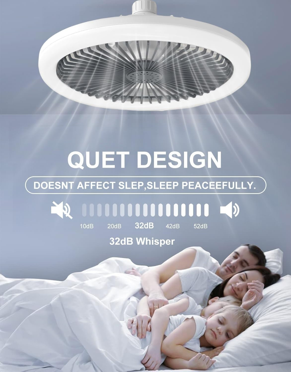 ELSMAOL LED Ceiling Fan with Lights, 30W, 3 Speeds, Dimmable, Remote - Kwikley