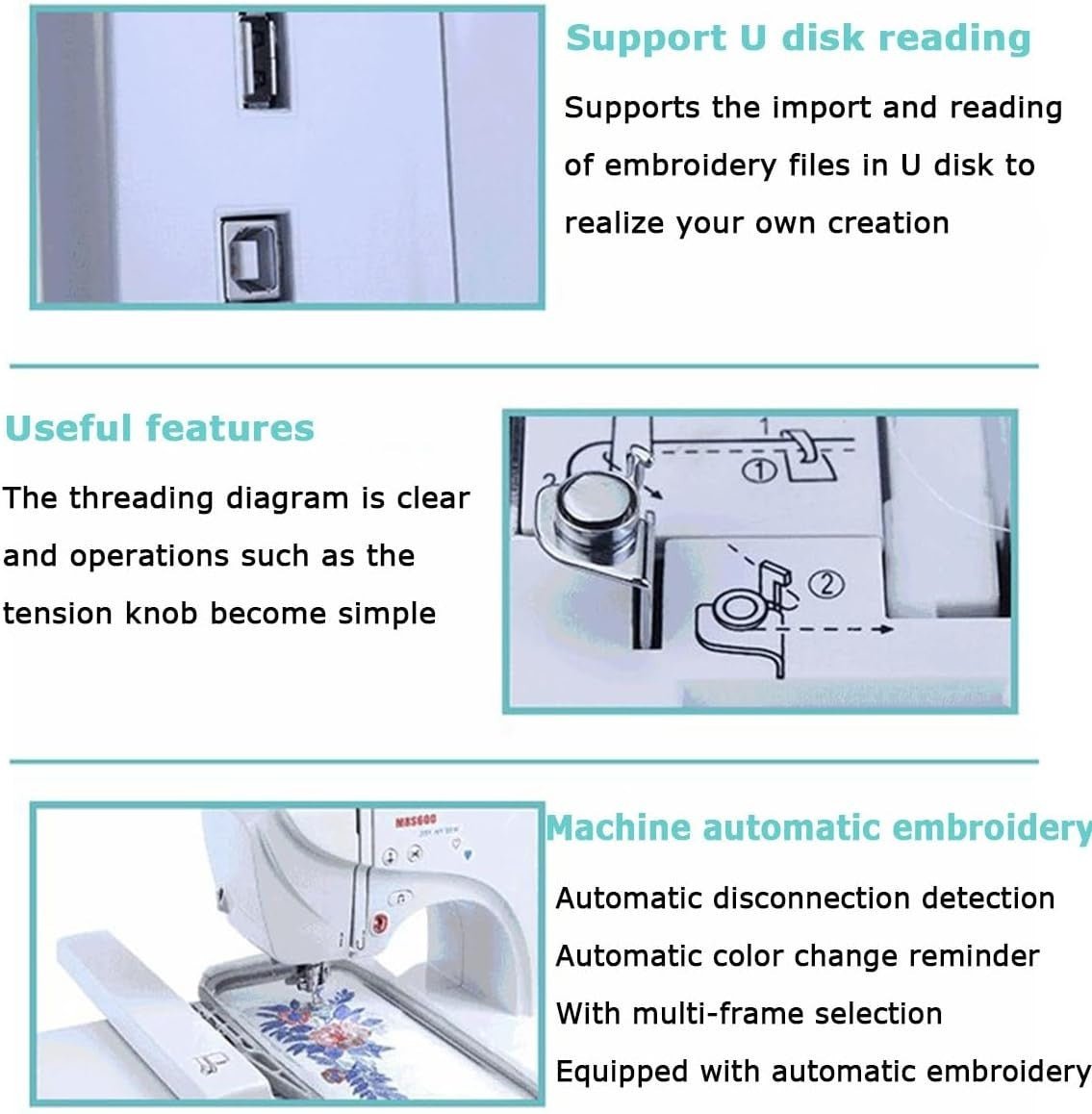 Embroidery Sewing Machine LCD Touchscreen 158 Designs 4x9.2 Area - Kwikley
