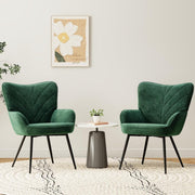 Emerald Green Velvet Accent Chair Wide Seat Metal Legs - Kwikley