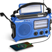 Emergency Weather Alert Radio Solar Hand Crank AM FM SW 7 Band Blue - Kwikley