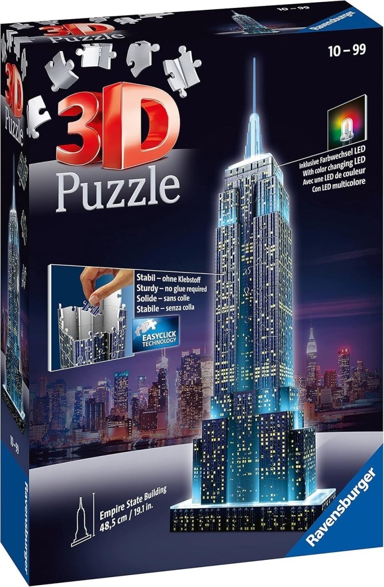 Empire State Building 3D Puzzle LED Light Up 216 Piece Model Gift - Kwikley