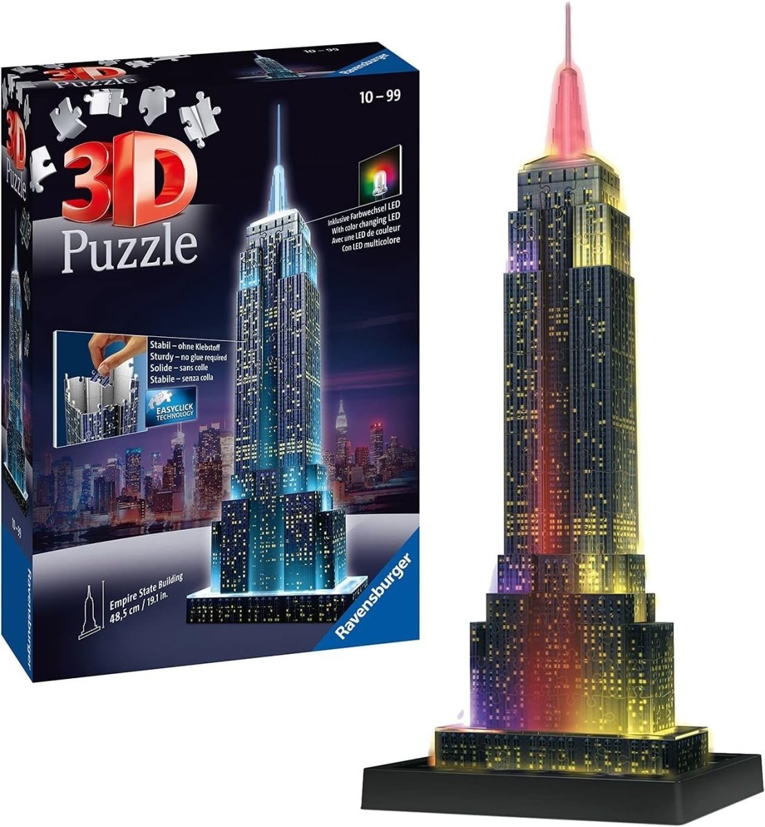 Empire State Building 3D Puzzle LED Light Up 216 Piece Model Gift - Kwikley