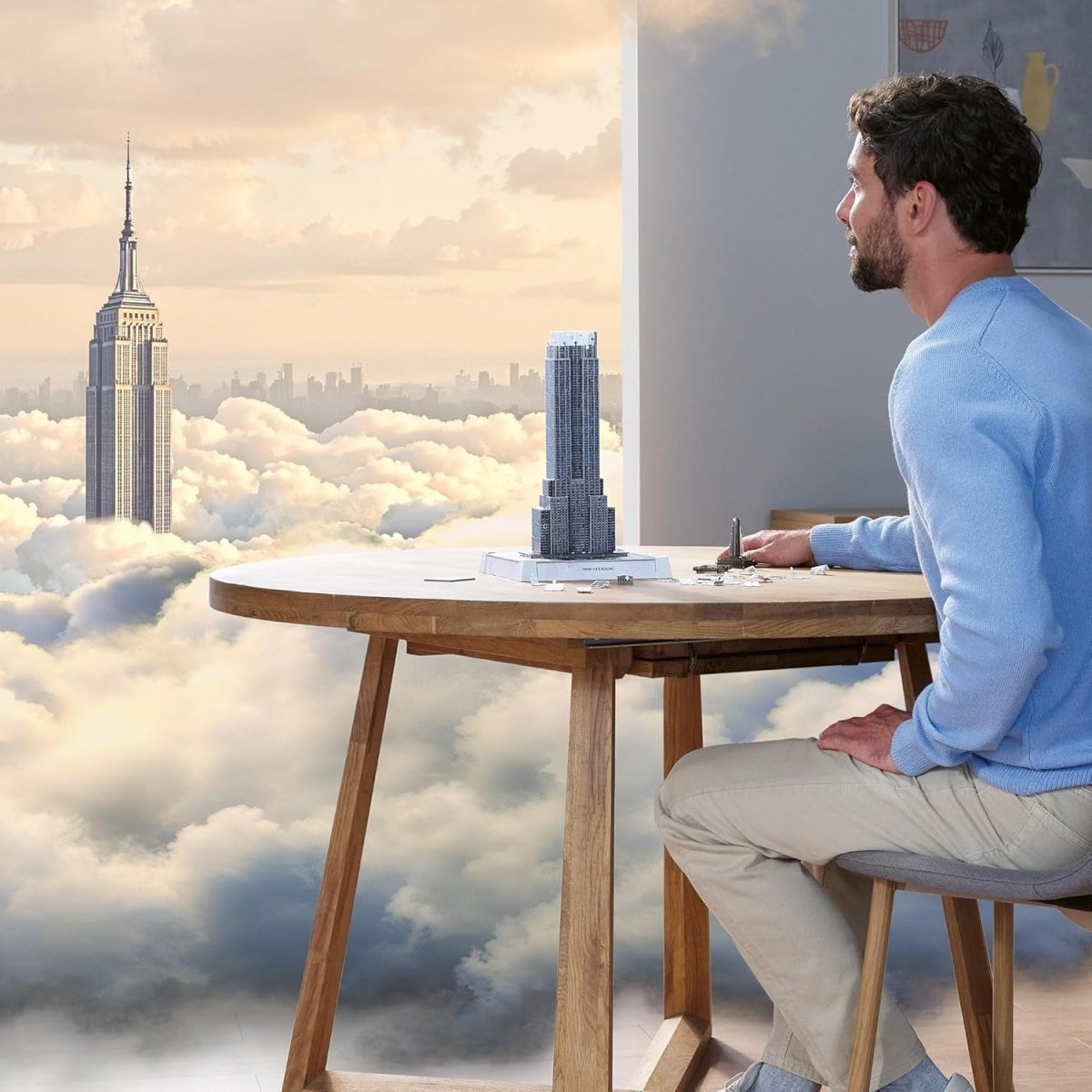 Empire State Building 3D Puzzle LED Light Up Model 216 Piece Gift - Kwikley