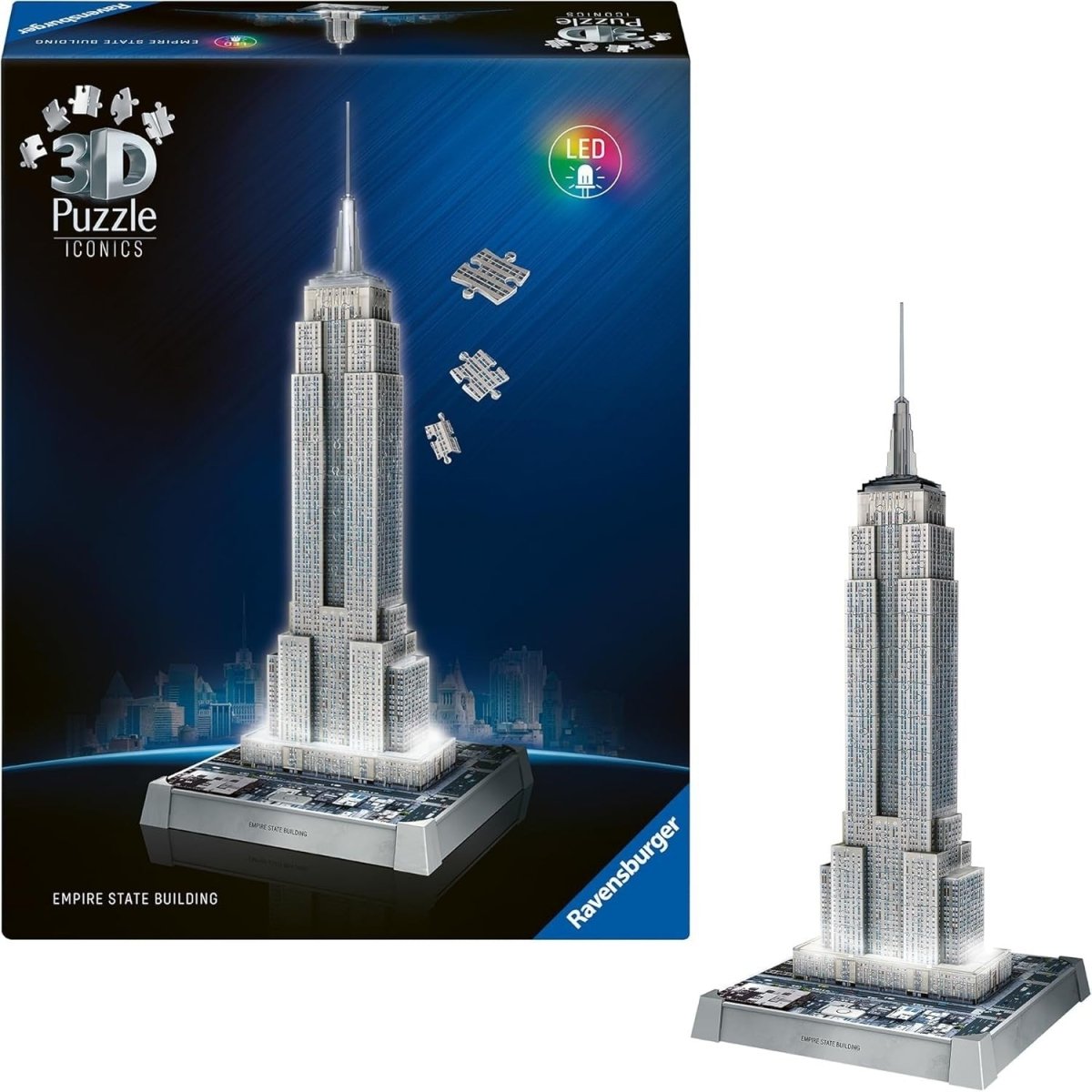 Empire State Building 3D Puzzle LED Light Up Model 216 Piece Gift - Kwikley