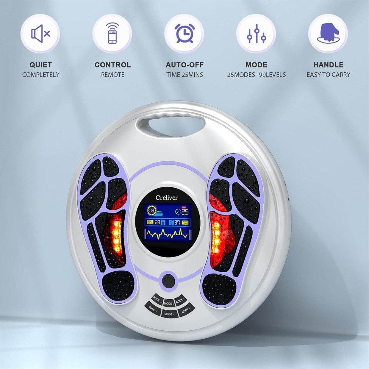 EMS Foot Massager for Circulation & Pain Relief, 99 Levels, Home Relaxation - Kwikley
