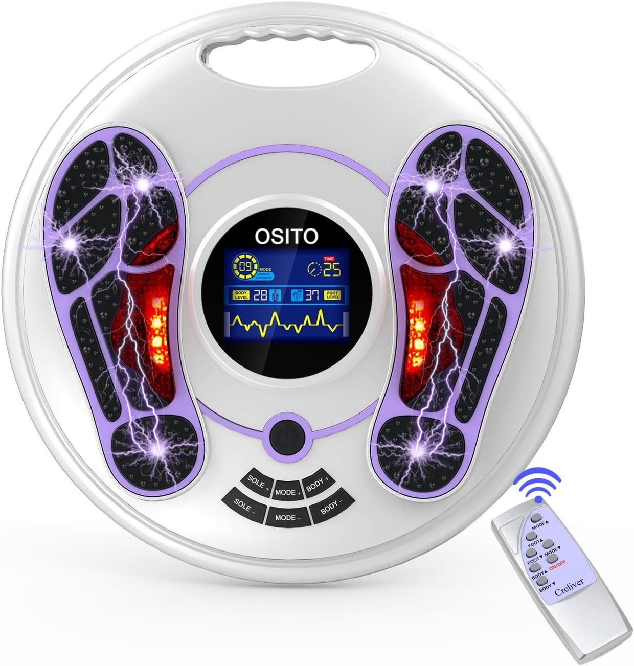 EMS Foot Massager for Circulation & Pain Relief, 99 Levels, Home Relaxation - Kwikley