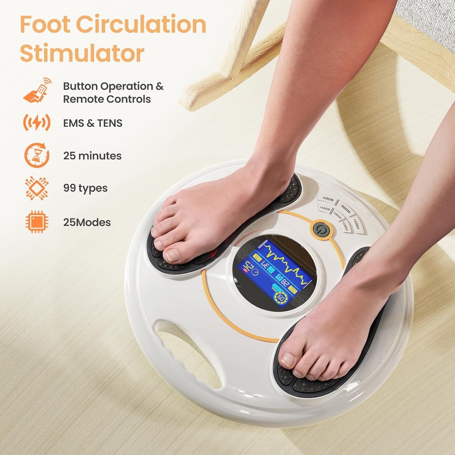EMS TENS Foot Circulation Booster for Pain Neuropathy 99 Intensity Levels - Kwikley