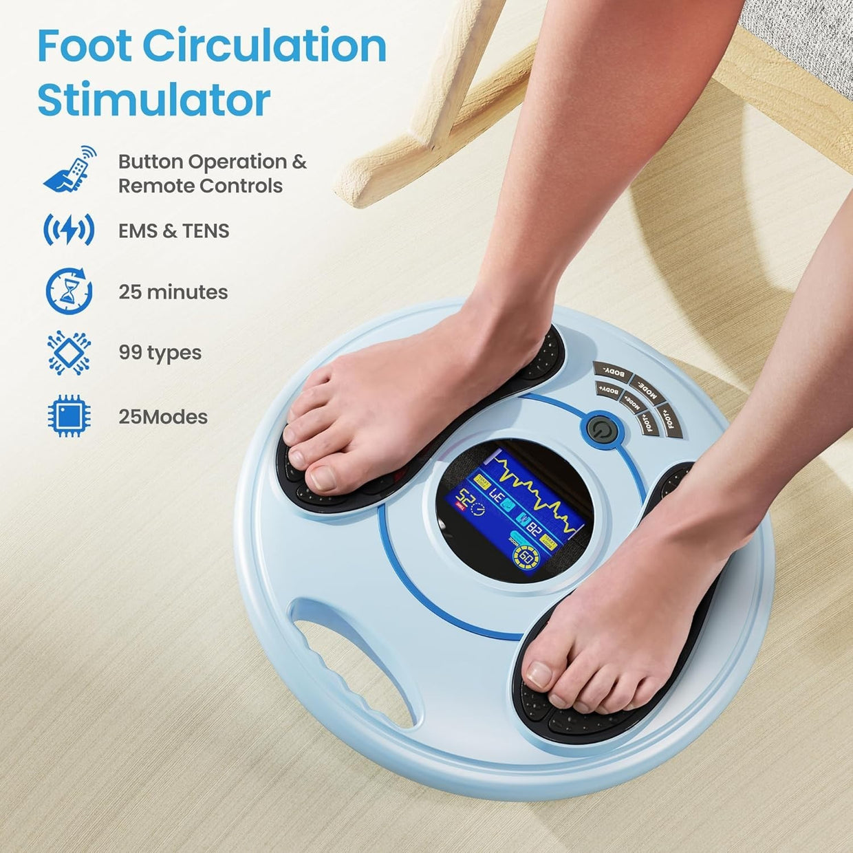 EMS TENS Foot Circulation Booster for Pain Neuropathy 99 Levels - Kwikley