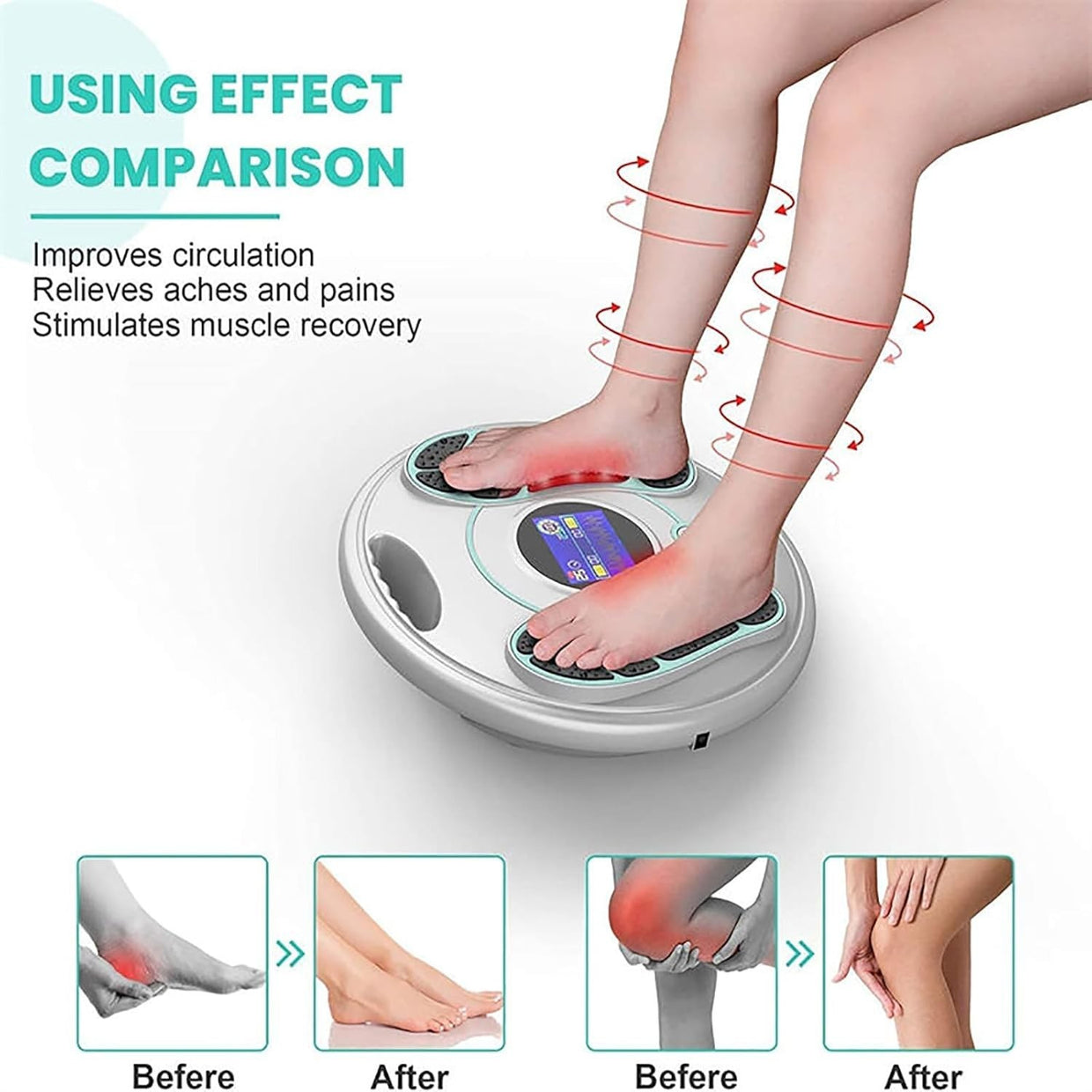 EMS TENS Foot & Leg Circulation Massager 25 Modes Pain Relief LCD - Kwikley