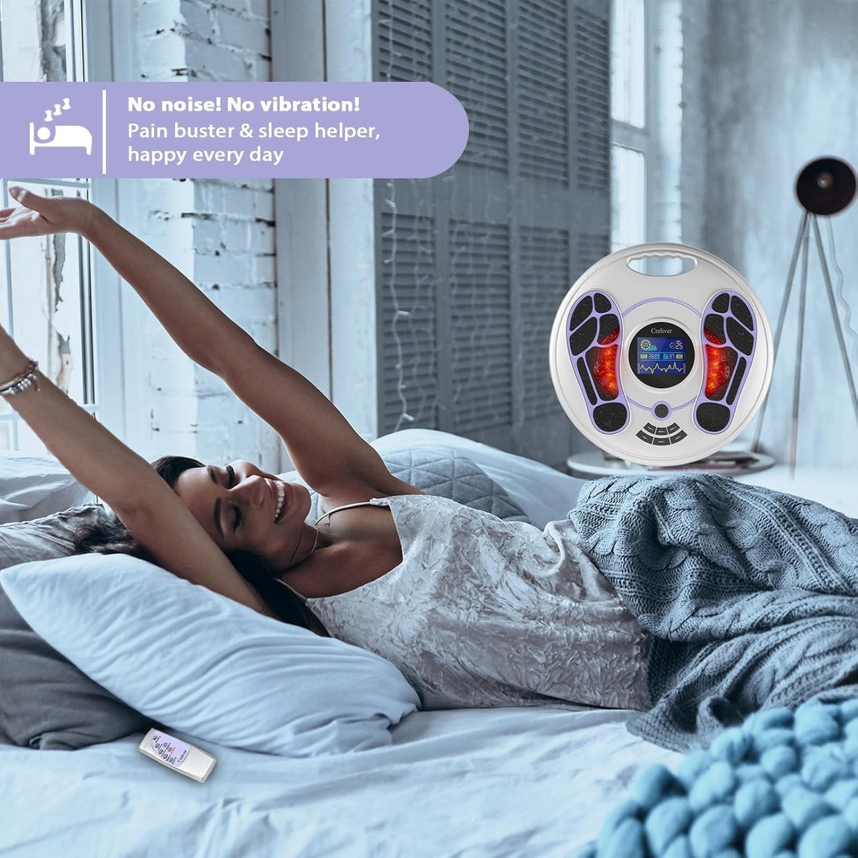 EMS & TENS Foot Massager for Circulation, 99 Levels, Pain Relief - Kwikley
