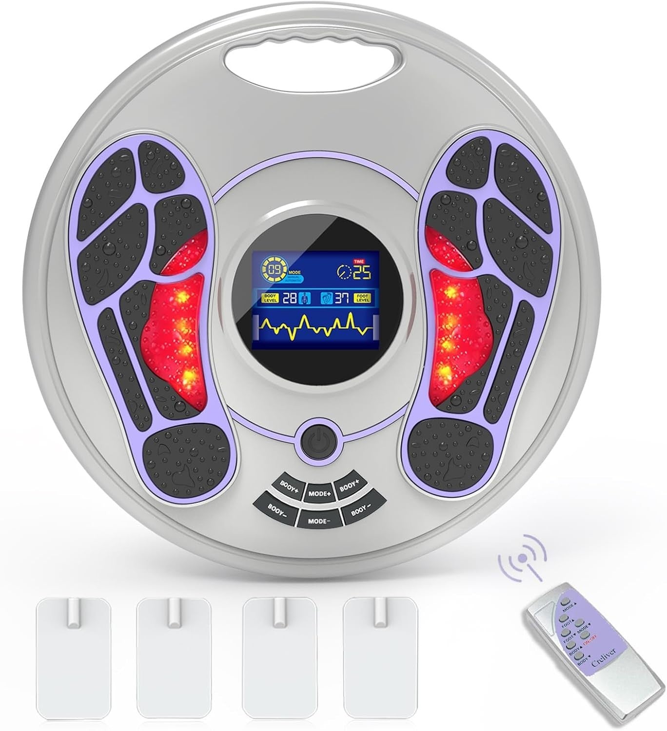 EMS & TENS Foot Massager for Circulation, 99 Levels, Pain Relief - Kwikley