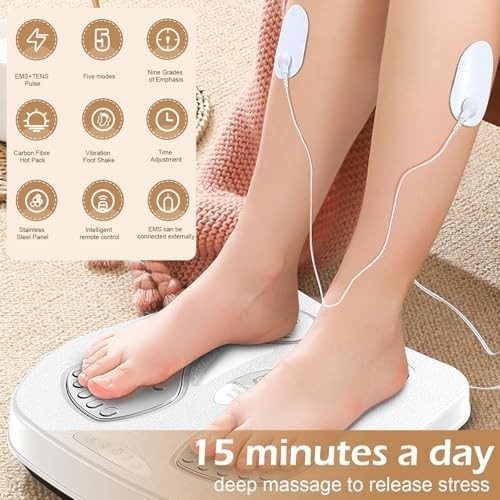 EMS & TENS Foot Massager with Heat Blood Circulation Pain Relief Machine - Kwikley