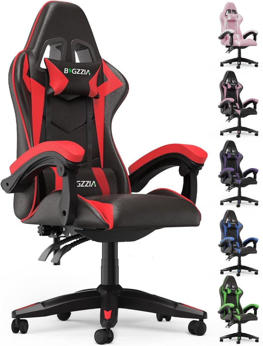 Ergonomic Gaming Chair Black Red Reclining Adjustable - Kwikley