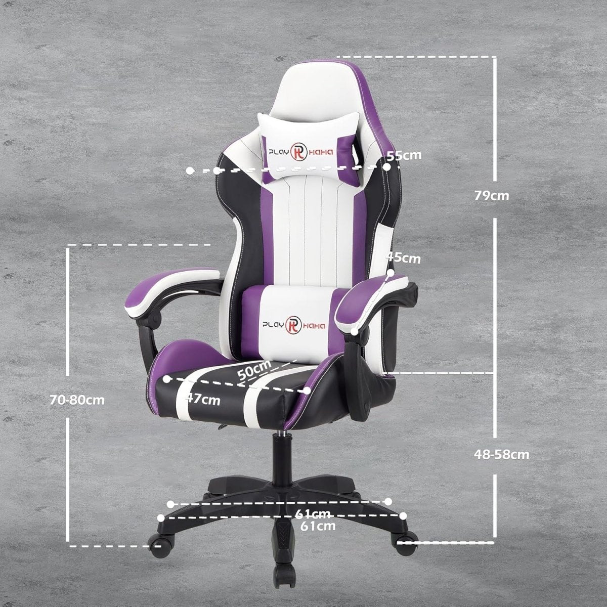 Ergonomic Gaming Chair Height Adjustable w/ Lumbar & Headrest - Kwikley