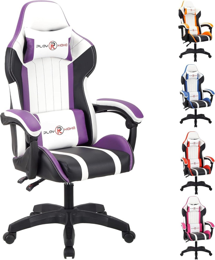 Ergonomic Gaming Chair Height Adjustable w/ Lumbar & Headrest - Kwikley