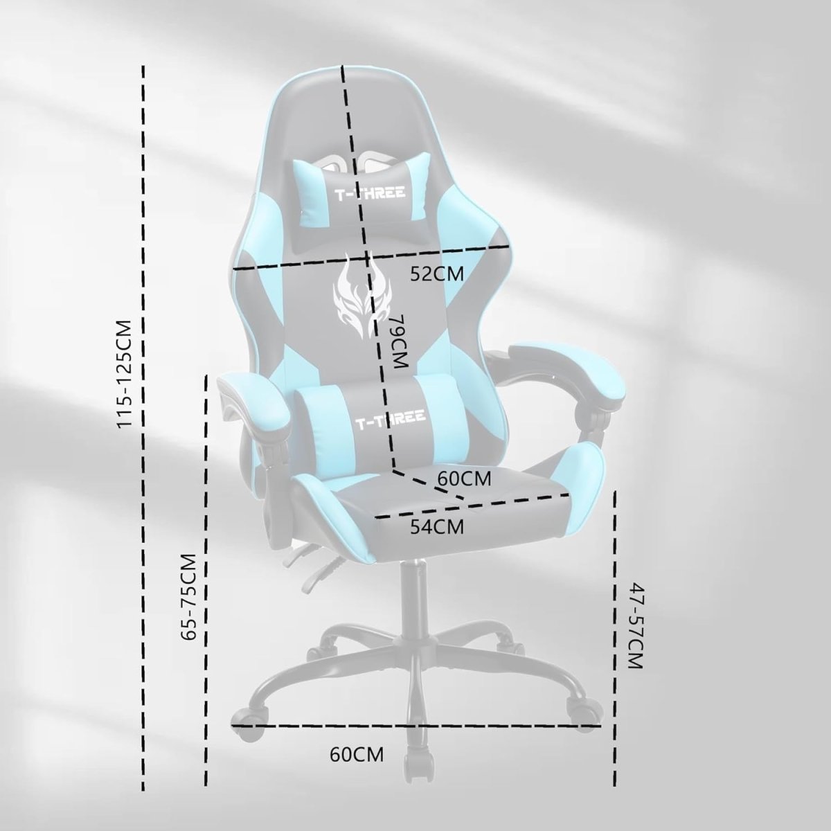 Ergonomic Gaming Chair High Back Swivel Office Desk 150kg Blue - Kwikley
