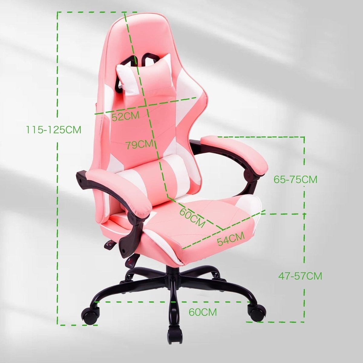 Ergonomic Gaming Chair High Back Swivel Office Desk 150kg Pink - Kwikley