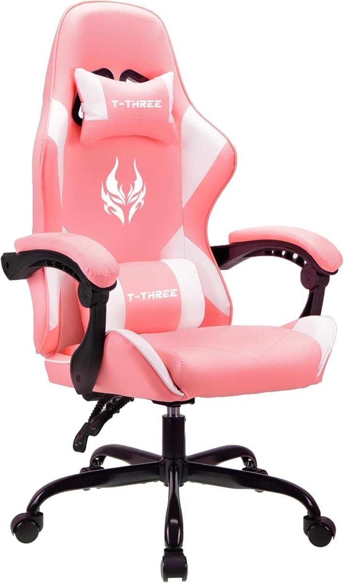 Ergonomic Gaming Chair High Back Swivel Office Desk 150kg Pink - Kwikley