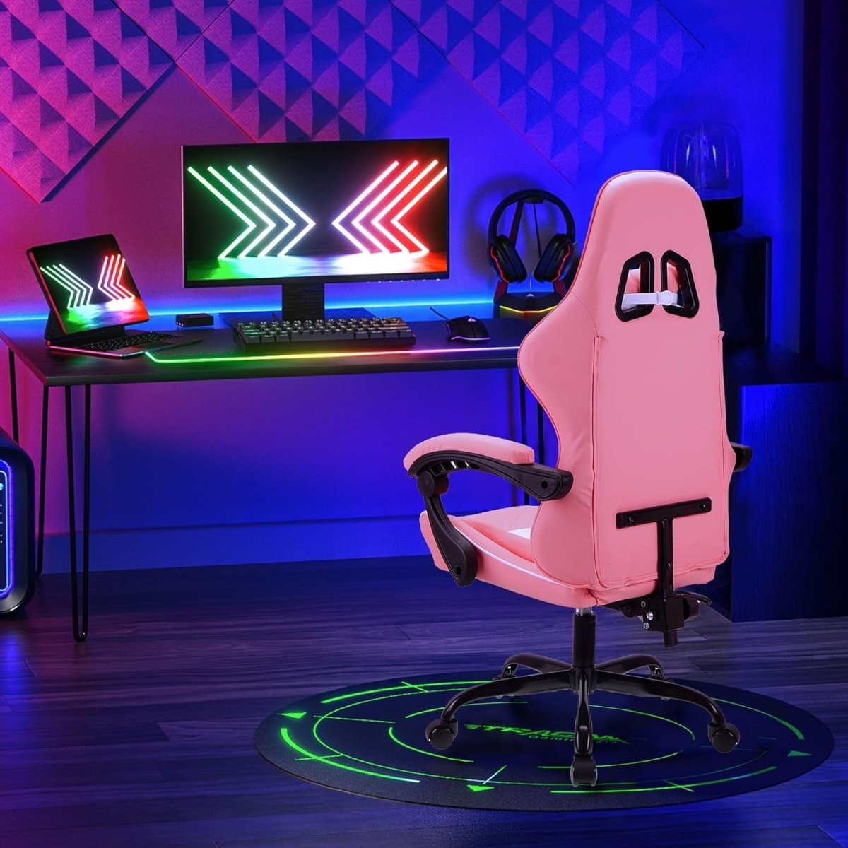 Ergonomic Gaming Chair High Back Swivel Office Desk 150kg Pink - Kwikley