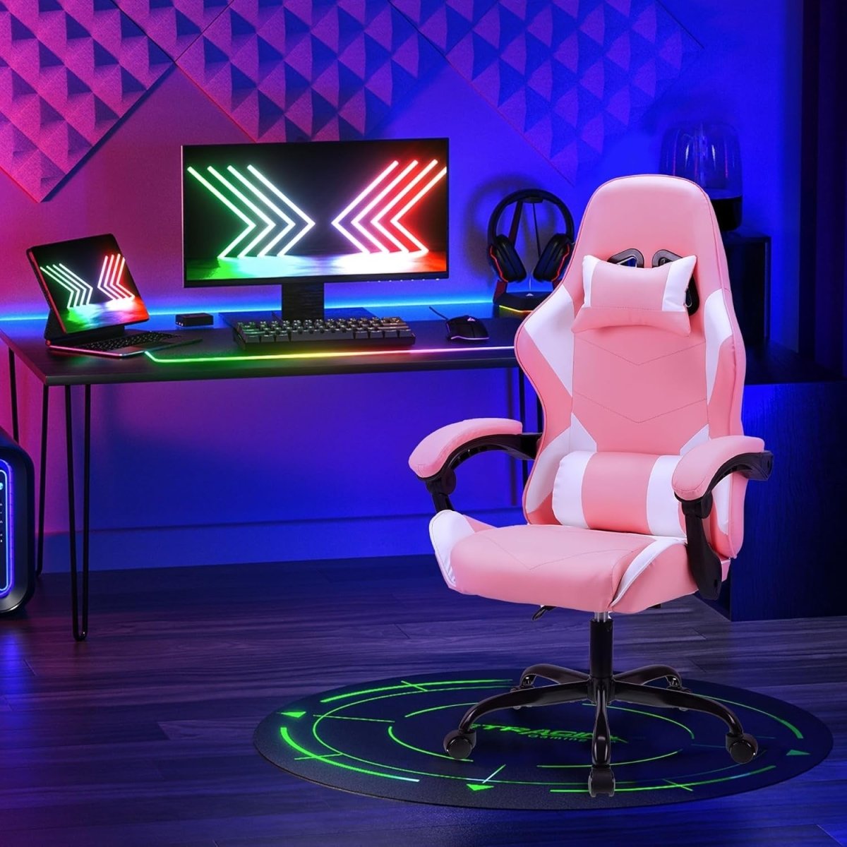 Ergonomic Gaming Chair High Back Swivel Office Desk 150kg Pink - Kwikley