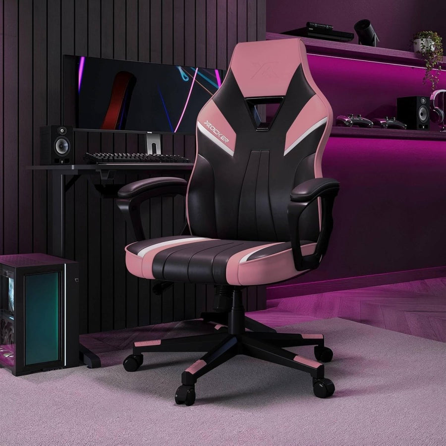 Ergonomic Gaming Chair High Back Wide Seat Pink - Kwikley