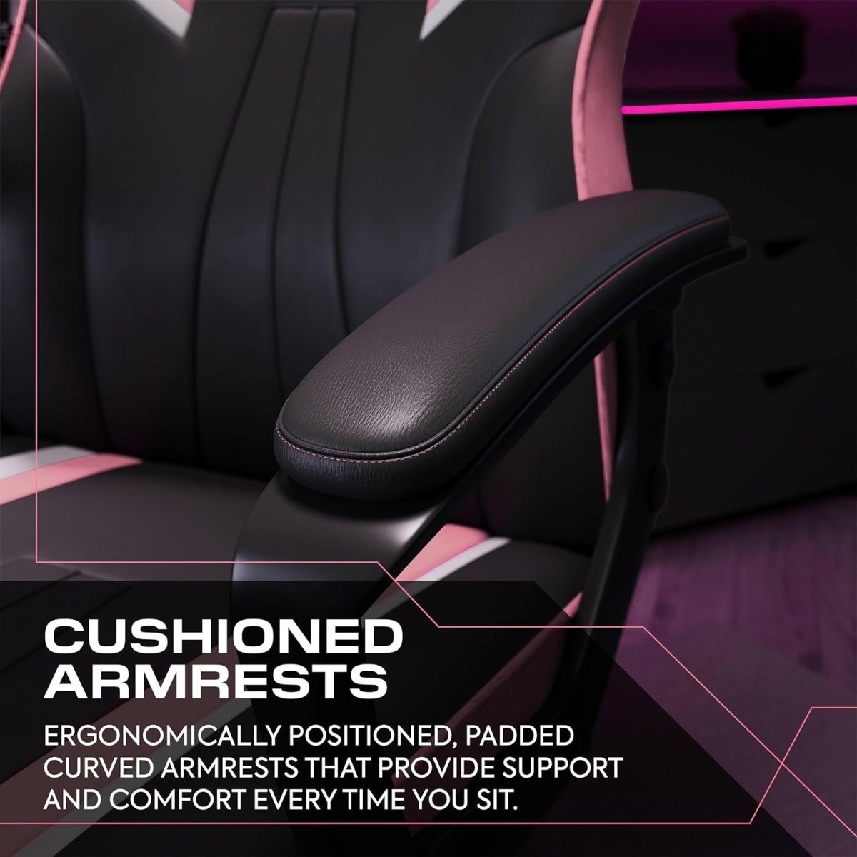 Ergonomic Gaming Chair High Back Wide Seat Pink - Kwikley