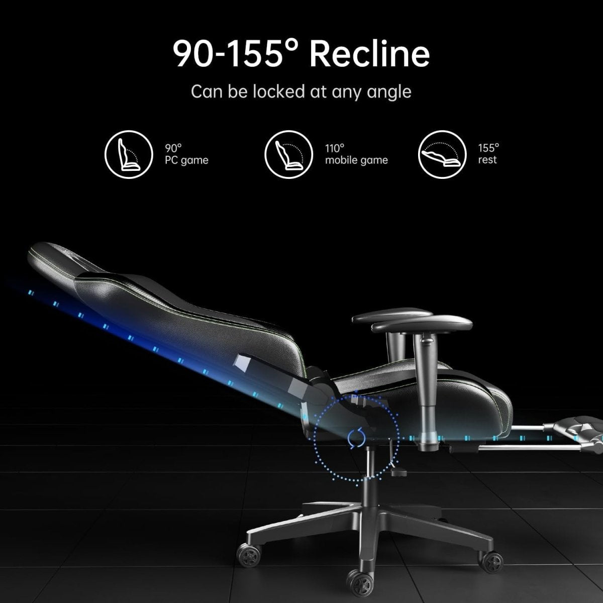 Ergonomic Gaming Chair PU Leather Recliner Lumbar Footrest - Kwikley