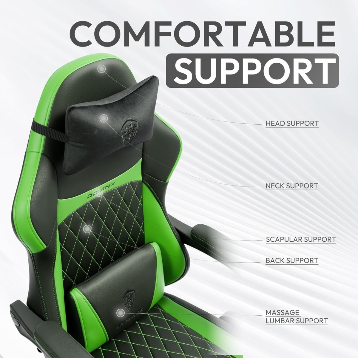 Ergonomic Gaming Chair Recliner Footrest Massage 90–145° - Kwikley